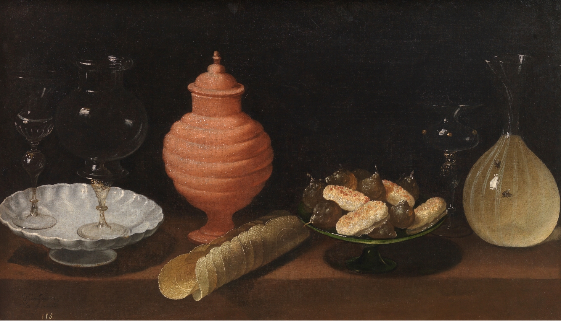Bodegón con dulces y recipientes de cristal [Van der Hamen]