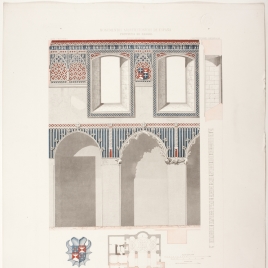 Planta, sección y detalles de la capilla de Santiago en la iglesia de Santa María en Alcalá de Henares