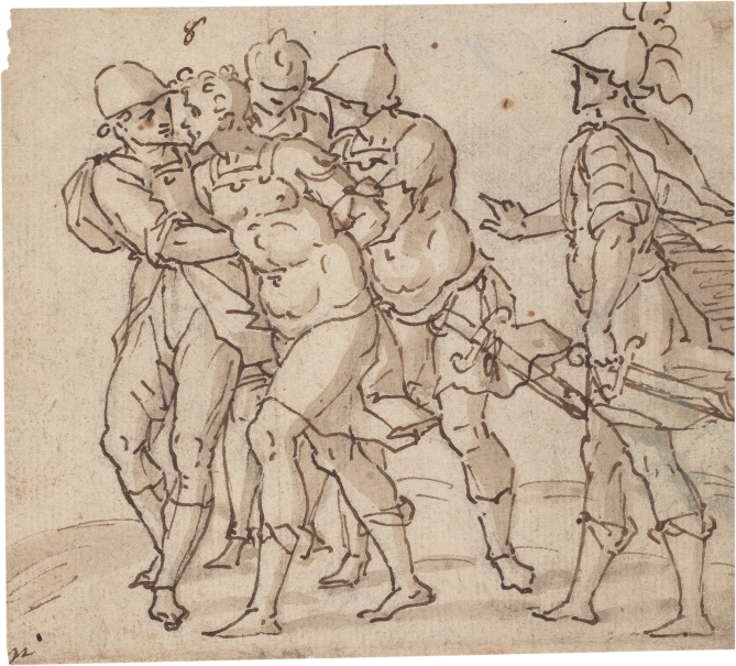 Image of the artwork: "A soldier led away by three others"
