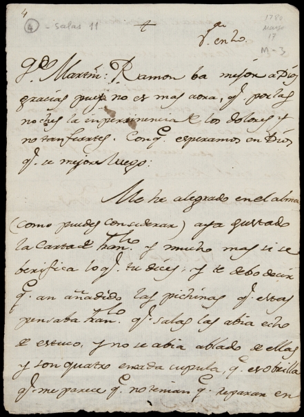 Imagen de la obra: "Carta a Martín Zapater de 17 de mayo de 1780"