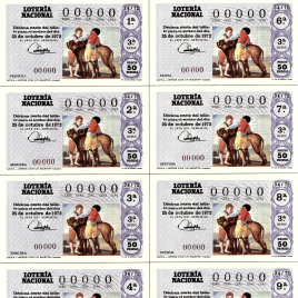 Capilla de billete de Lotería Nacional para el sorteo de 25 de octubre de 1972