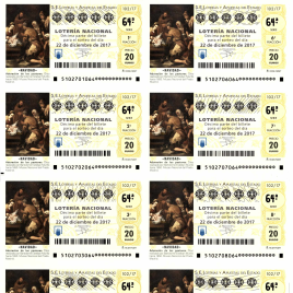 Capilla de billete de Lotería Nacional para el sorteo de 22 de diciembre de 2017