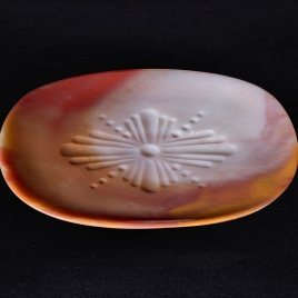 Oval agate platter with a cruciform motif