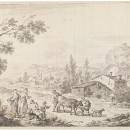 Paisaje con campesinos