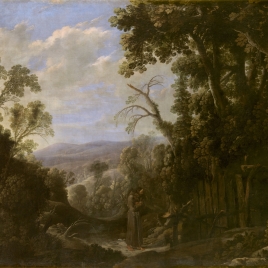 Paisaje con ermitaño ceñido con cadenas