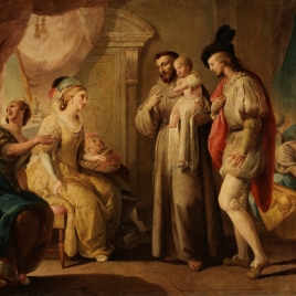 Saint Francis Holding a Child in Front of Three Ladies