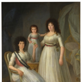 La condesa-duquesa de Benavente (?), acompañada de Mercedes de Rojas y Tello, futura marquesa de Villanueva de Duero, y su hija María Asunción