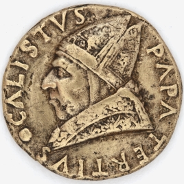 Calixto III - Escudo de armas de los Borgia con las llaves y mitra