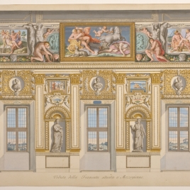 Vista de la Galería Carracci, pared sur, en el palacio Farnese