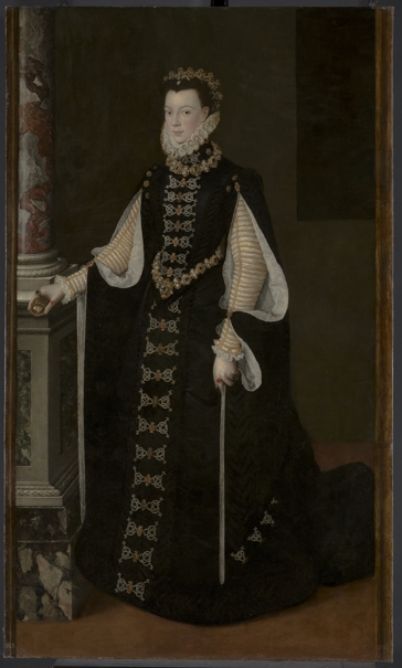 Isabel de Valois sosteniendo un retrato de Felipe II