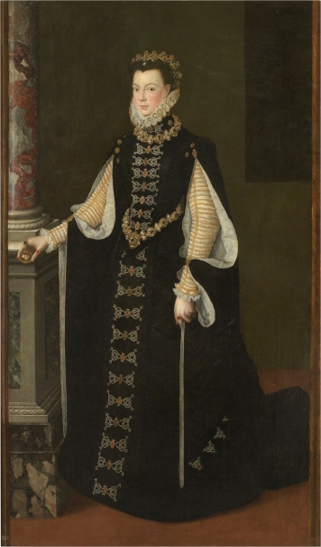 Isabel de Valois sosteniendo un retrato de Felipe II