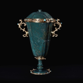 Fluted heliotrope goblet with turquoises