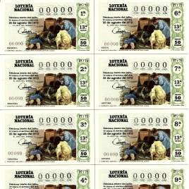 Capilla de billete de Lotería Nacional para el sorteo de 25 de agosto de 1972