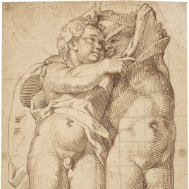 Dos putti de diferente sexo abrazados