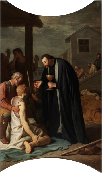 Imagen de la obra: "San Francisco de Regis dando la comunión a un tullido"