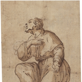 Estudio de figura masculina semiarrodillada