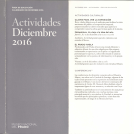 Actividades : diciembre 2016 : área de educación : calendario de diciembre 2016 / Museo Nacional del Prado.