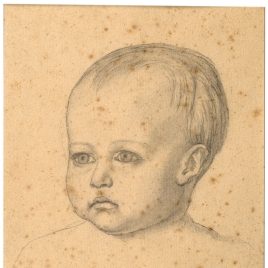 Estudio de la cabeza del Niño Jesús (Mater Salvatoris. Capilla de las Letanías de la Iglesia de Notre Dame de Lorette, París).