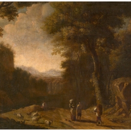 Paisaje con caminantes y un pastor