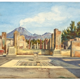 Vista de Pompeya con el Vesubio al fondo