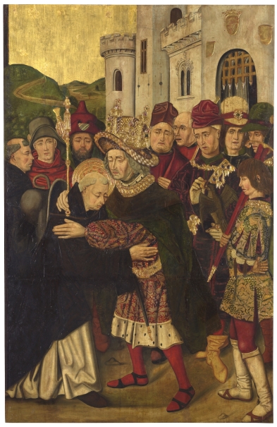 Ferdinand I of Castile welcoming Saint Dominic of Silos
