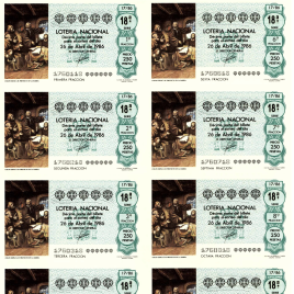 Capilla de billete de Lotería Nacional para el sorteo de 26 de abril de 1986