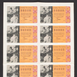 Capilla de billete de Lotería Nacional para el sorteo de 16 de agosto de 1960