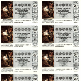 Capilla de billete de Lotería Nacional para el sorteo de 22 de diciembre de 1988