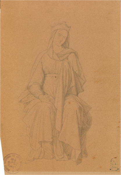 Imagen de la obra: "Estudio para la figura de María (Regina Coeli. Capilla de las Letanías de la Iglesia de Notre Dame de Lorette, París)."