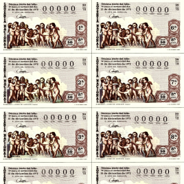 Capilla de billete de Lotería Nacional para el sorteo de 15 de diciembre de 1972