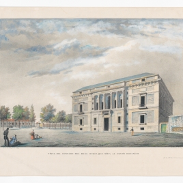 Vista de la fachada del Real Museo desde el Jardín Botánico
