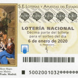 Capilla de billete de Lotería Nacional para el sorteo de 6 de enero de 2020
