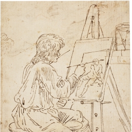 Joven pintando ante un caballete