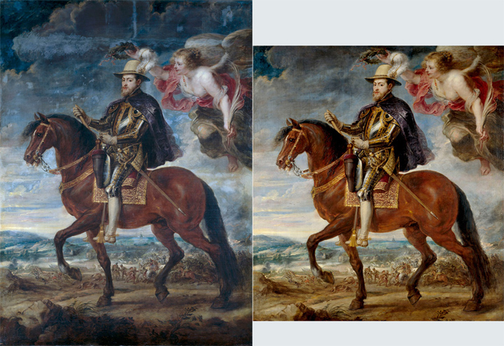 Restauración de Felipe II a caballo de Rubens