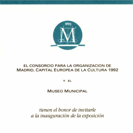 Invitación para la inauguración de la exposición "Madrid pintado. La imagen de Madrid a través de la Pintura"