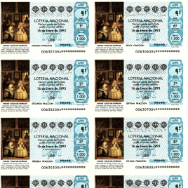 Capilla de billete de Lotería Nacional para el sorteo de 16 de enero de 1993