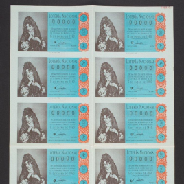 Capilla de billete de Lotería Nacional para el sorteo de 15 de enero de 1960