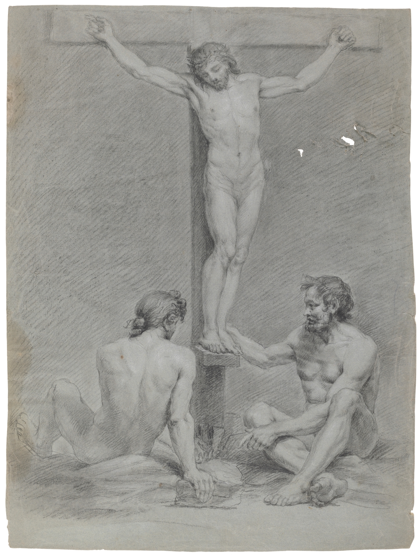 Cristo crucificado con dos desnudos varoniles sentados - Colección - Museo  Nacional del Prado