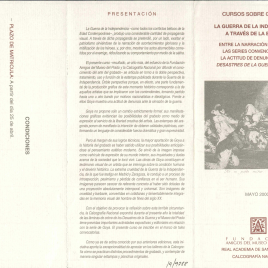 Cursos sobre grabado : la guerra de la independencia a través de la estampa : entre la narración gráfica en las series convencionales y la actitud de denuncia en Los Desastres de la Guerra de Goya , mayo 2000 / Amigos del Museo del Prado.
