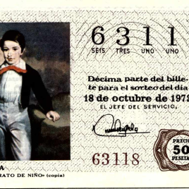 Billete de Lotería Nacional para el sorteo de 18 de octubre de 1972