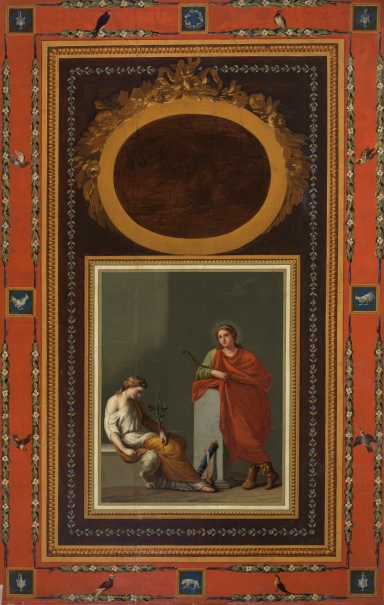 Imagen de la obra: "Apolo y Diana bajo un óvalo, rodeados de decoración pompeyana"