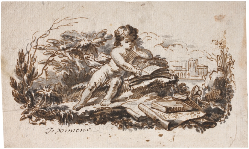 Imagen de la obra: "Niño leyendo en un paisaje"