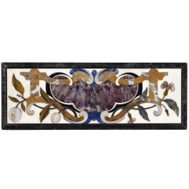 Placa con flores, plantas y frutas