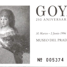 Dos billetes de entrada a la exposición "Goya 250 aniversario" en 1996