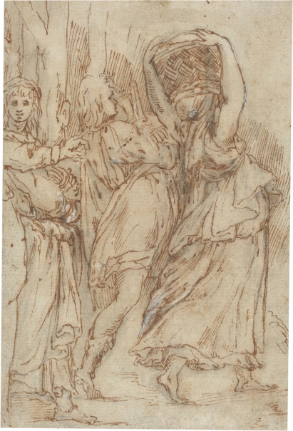 Image of the artwork: "Three Figures from a Composition of The Gathering of the Manna"