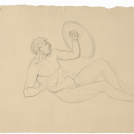 Estudio de desnudo masculino reclinado con un escudo