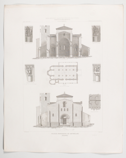 Imagen de la obra: "Planta, sección y detalles de la iglesia de San Millán en Segovia"
