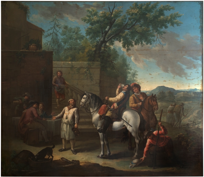 Image of the artwork: "Two Mounted Soldiers before an Inn"