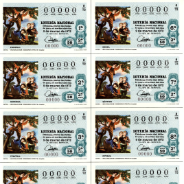 Capilla de billete de Lotería Nacional para el sorteo de 9 de marzo de 1972