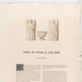Página de texto sobre la capilla de Santiago de la iglesia de Santa María en Alcalá de Henares, ilustrada